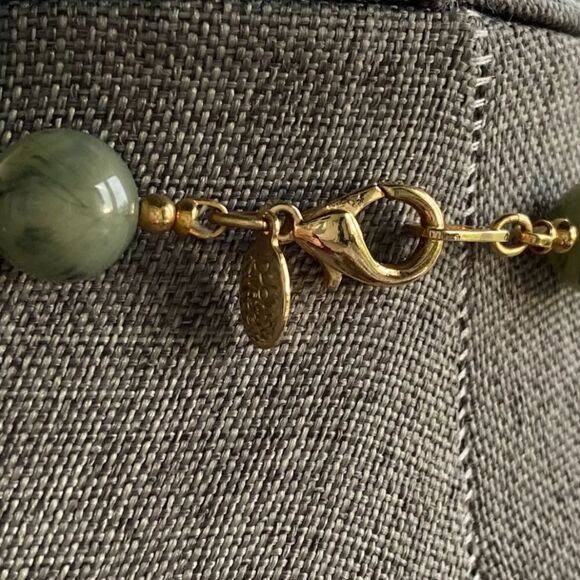 Joan Rivers Green Marbled Lucite Round Beads  Graduated Necklace Statement 21” - Picture 2 of 11